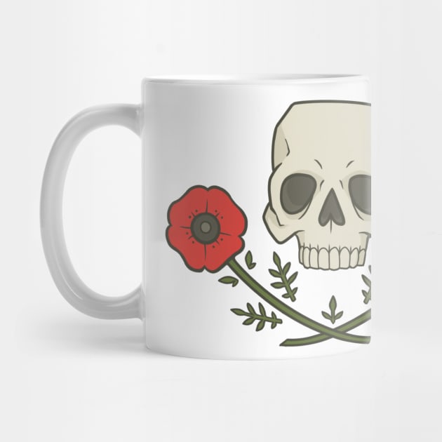 SKULL & CROSSED POPPIES by SmalltimeCryptid